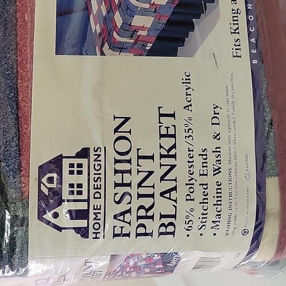 NEW Home Designs Fashion Print Blanket Poly/AcrylicKing/Queen 102"x90"Beacon USA - Picture 7 of 10